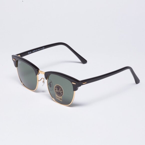 Ray-Ban RB3016-W365 Clubmaster  Black Frame Green Lenses 51mm Unisex Italy Made - Picture 6 of 12